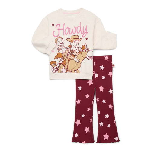 Toy Story Toddler Girls Long Sleeve Graphic Print Sweatshirt and Matching Flare Leggings Set, 2-Piece, Sizes 12M-5T
