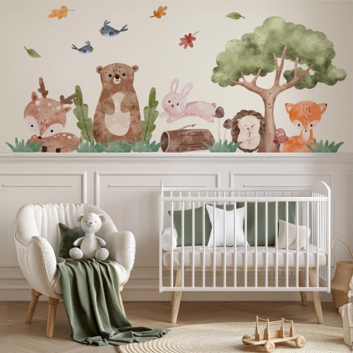 Happy Forest Animals Nursery Wall Stickers