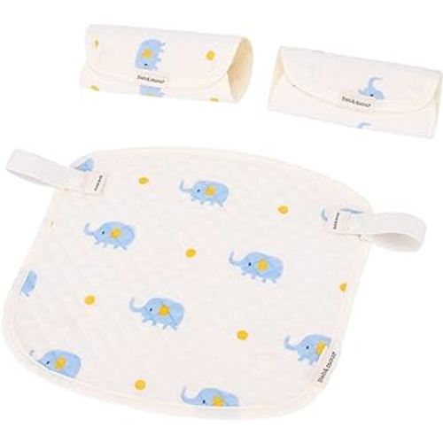 Bebamour Drool and Teething Reversible Cotton Pad For All Carry Positions Baby Carrier White Drool Bib For Boys & Girls(Elephant)