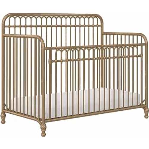 Little Seeds Ivy 3-in-1 Convertible Metal Crib, JMPA Certified, Gold