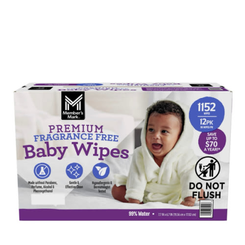 Member's Mark Premium Baby Wipes, Fragrance Free