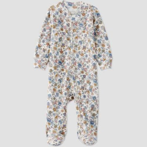 Little Planet by Carter's Organic Baby Girls' Floral Sleep N' Play - Green/White/Blue, Size: 3M