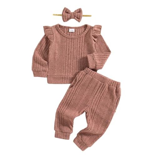 Mioglrie Toddler Baby Girl Clothes Fall Winter Sweatsuit Newborn Sweatshirt Sweat Pant Sets Outfits Infant Girls Clothing