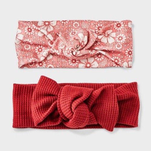 Baby 2pk Headband Set - Cat & Jack ™ Coral/Burgundy