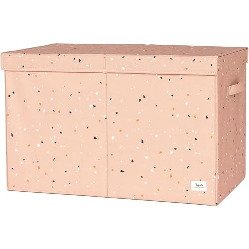 3 Sprouts Recycled Fabric Toy Chest Storage Box - Extra Large Toy Storage Box, Sturdy Toy Bins - Kids Organizer for Bedroom - Toybox Basket with Lid for Kids, Toddlers, Boys, Girls - Terrazzo Clay