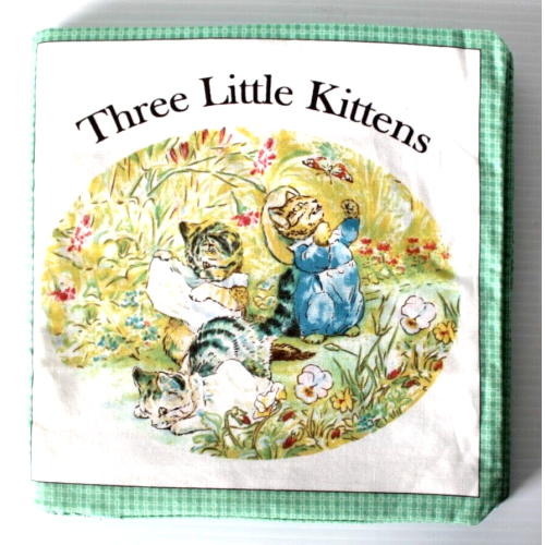Fabric 9.5" Three Little Kittens Cloth Panel Book Baby Child Beatrix Potter Cat