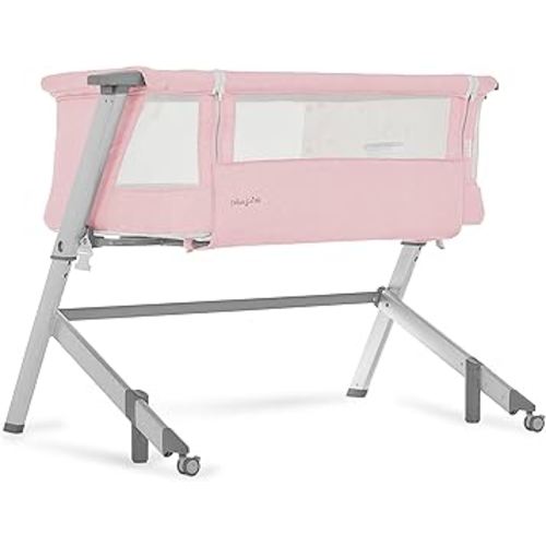Dream On Me Skylar Bassinet and Beside Sleeper in Pink, Lightweight and Portable Baby Bassinet, Five Position Adjustable Height, Easy to Fold and Carry Travel Bassinet, JPMA Certified
