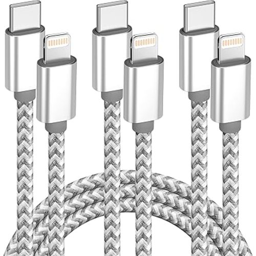 USB C to Lightning Cable 3Pack 6 FT Apple MFi Certified iPhone Fast Charger Type c to Lightning Cable Nylon Braided iPhone Cord for iPhone 13 12 11 Pro Max Xr Xs 8 7 6 Plus and More