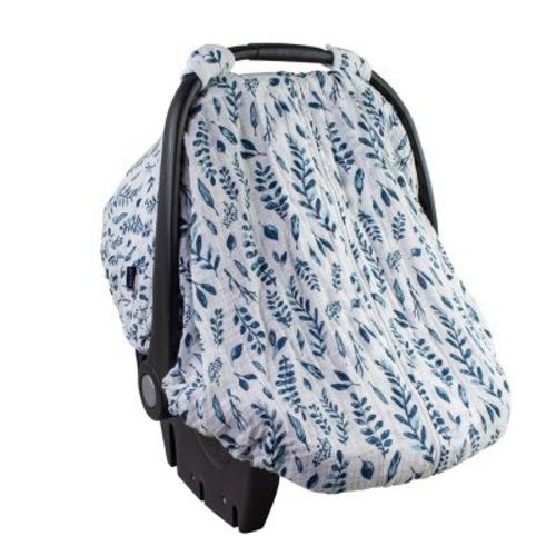 Bebe au Lait Muslin Car Seat Cover, Color: Blue Leaves - Out of Stock