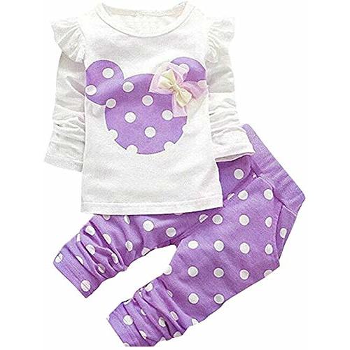 WHBFRG Baby Girl Clothes, 3 Pieces Long Sleeved Cute Toddler Infant Outfits Kids Tops and Pants Set