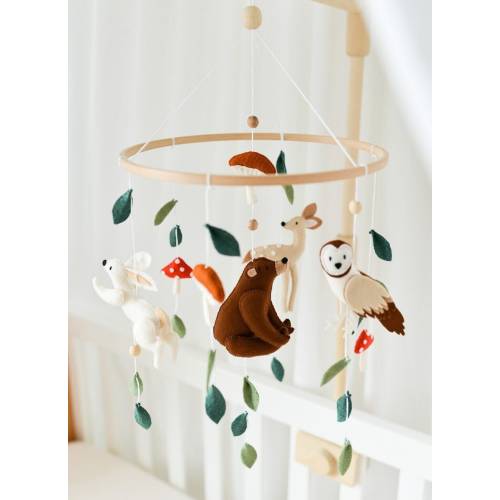 Mobile woodland - Crib baby mobile neutral - Fairytale woodland boho nursery mobile - Mushroom mobile