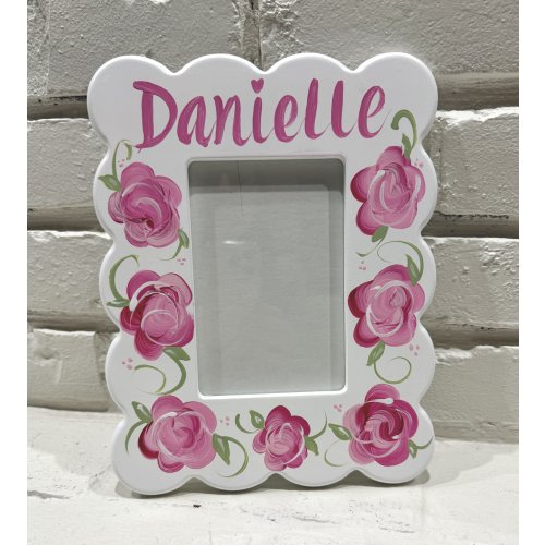 Scalloped Personalized White Picture Frame — Artworks By Amy