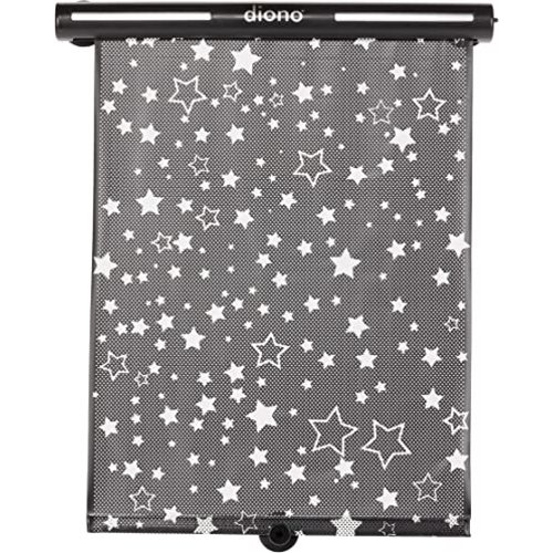 Diono Starry Night Car Window Shade for Baby, Retractable Car Sun Shade for Blocking Sun Glare, UV Rays with Glow in The Darks Stars, Black