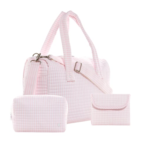 TRVL Design Quilted Stroller Bundle 3-Piece Set Pink Pimlico Stripe