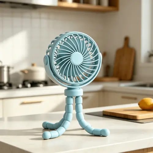 1pcs Rechargeable Octopus Mini Fan With LED Night Light, 3-Speed Adjustable Rotatable Personal Fan, Flexible Bendable Tripod Clip, 500mAh Battery, USB Rechargeable Cooling Fan For Stroller, Crib, Car Seat, Bike, Treadmill - Handheld/Hung/Wrapped Portable