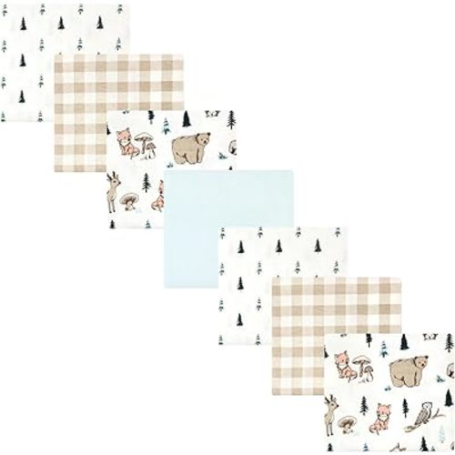 Hudson Baby Unisex Baby Cotton Flannel Receiving Blankets Bundle, Boy Woodland Pals, One Size