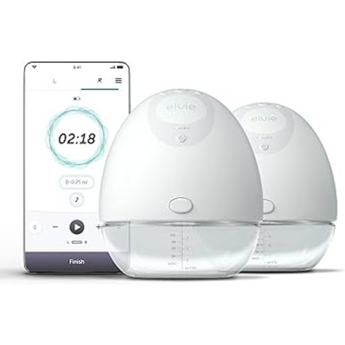 Elvie Breast Pump - Double, Wearable Breast Pump with App - The Smallest, Quietest Electric Breast Pump - Portable Breast Pumps Hands Free & Discreet - Automated with Four Personalized Settings