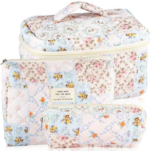 3Pcs Cotton Quilted Travel Bags