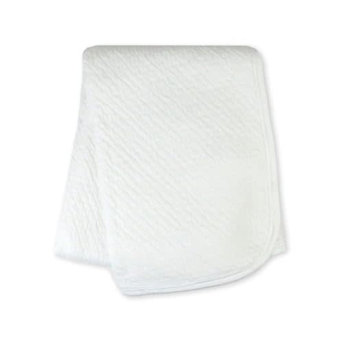 HonestBaby Matelasse Reversible Receiving Blanket 100% Organic Cotton for Baby Boys, Girls, White, One Size