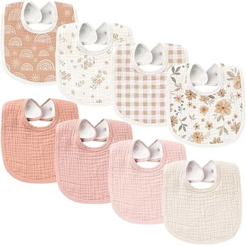 Konssy Muslin Baby Bibs 8 Pack