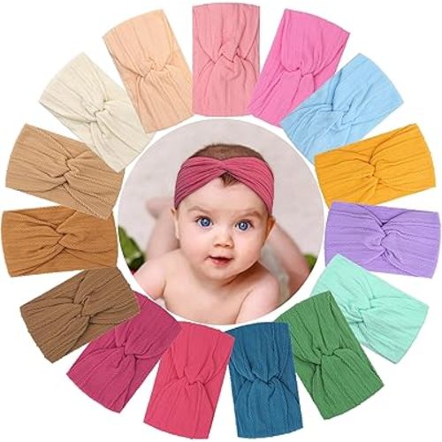 15 Pack Baby Girls Headbands 6Inch Headbands Soft Elastic Nylon Hairbands Hair Accessories for Newborns Infants Toddlers
