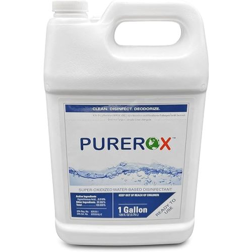 disinfectant (1 gallon) Eliminate 99.9999% viruses, Norovirus, HIV, MRSA and fungi. PUREROX Hypochlorous technology. Hospital Grade. Use Anywhere. No residue.No Rinse. Suitable All Surfaces