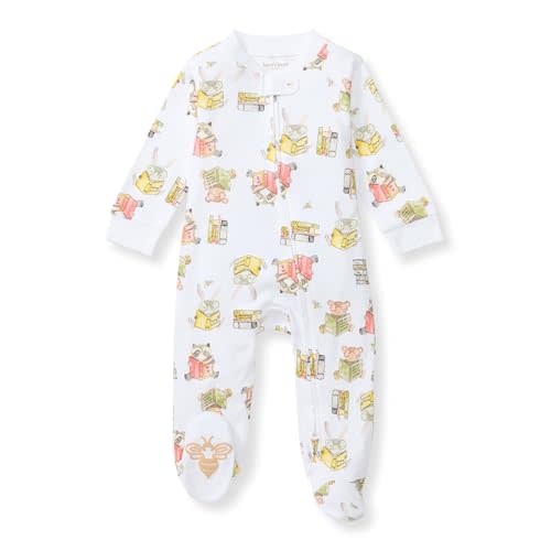 Burt's Bees Baby Boys' Sleep & Play PJs, 100% Organic Cotton One-Piece Zip Front Jumpsuit, Baby Boys Footie Pajamas & PJs