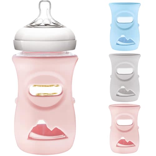 3 Pack Silicone Sleeve for Philips Avent Glass Bottle - Shatter Proof Natural Silicone Bottle Sleeve for Anti Colic Baby Bottles 8 oz & 4 oz - Anti Flow Sleeve for Infant Bottles