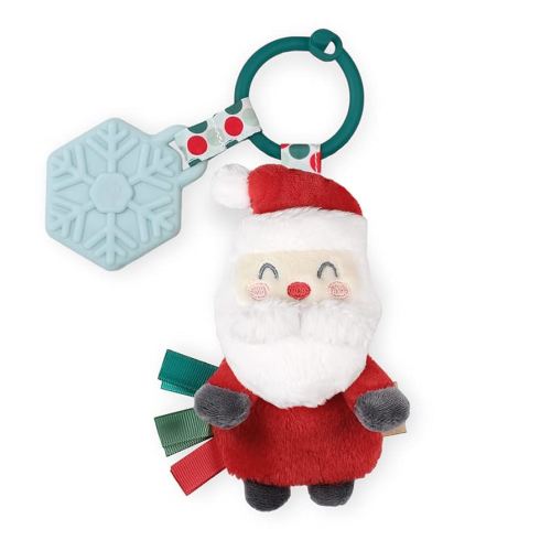 Itzy Ritzy Infant Toy & Teether - Itzy Pal Baby Teething Toy Includes Lovey, Crinkle Sound, Textured Ribbons & Silicone Teether for Newborn (Nick The Santa)