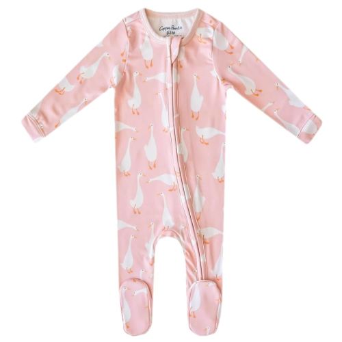 Copper Pearl Zip-Up Footie Baby Pajamas: Ultra-Soft Boys Pajamas and Girls Pajamas, Premium Knit Fabric in Stylish Prints, Tag-Free with Two-Way Zipper, Sized Newborn to 24 Months, Goosie