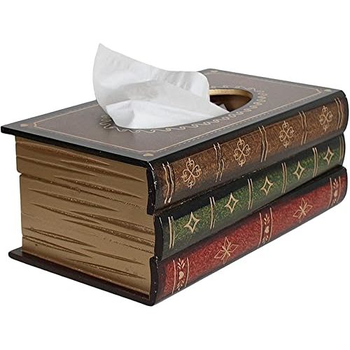 Vintage Style Wooden Antique Book Tissue Holder Dispenser, Classic Home Décor, Handmade and Hand-Painted by Dependable Industries Inc. Essentials