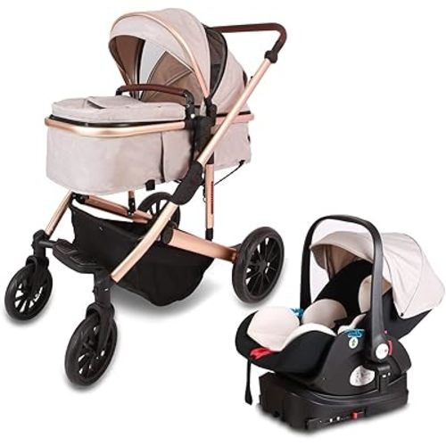 Lightweight Stroller, High Landscape Infant Pram, Suitable for Toddlers and Children, with Multi-Angle Adjustment, from Birth 0 to 4 Years, 0-20 Kg(Color:White)