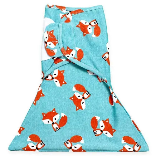 SleepingBaby Zippy Swaddle - Cozy Baby Swaddle Blanket with Convenient Bottom Zipper for Easy Diaper Changes - Friendly Fox - Small/Medium