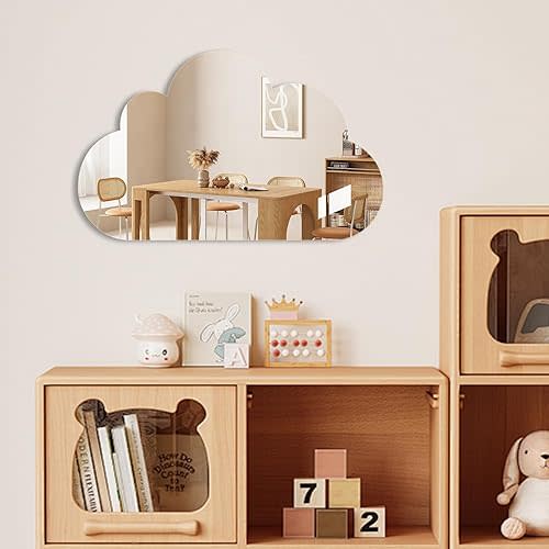 Cute Anti-Scratch Mark Non-Punch Acrylic Cloud Mirror Set,High Definition Wall Mirrors for Homes, Offices and Children's Rooms, are Not Brittle or Deformable