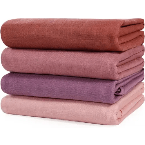 Muslin Swaddle Blankets, Large Receiving Blankets for Boys and Girls, 4-Pack Soft and Breathable Swaddle Wrap for Newborn, 47 x 47 inches (Pink Series)