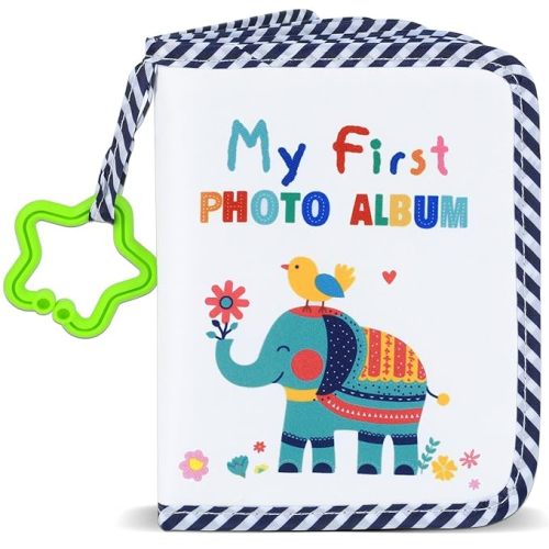 Baby's My First Family Album Soft Photo Cloth Book Elephant My First Book of Photos Baby Memory Album Gift Holds 4x6 Pictures for Babies Newborn Toddler & Kids Baby Shower
