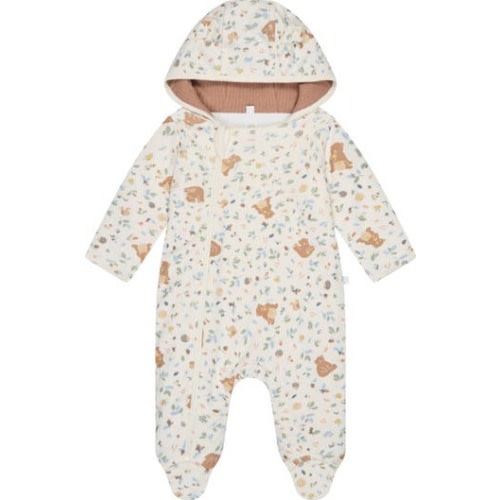 Bear Print Hooded Jumpsuit, 3-6M