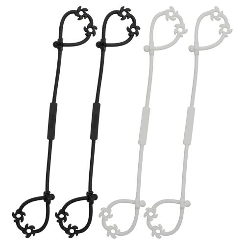 Toy Safety Straps, Food Grade Silicone Pacifier Clips Sippy Cup Strap Stretchable Adjustable for Strollers, High Chair, Cribs, Hanging Baskets, 4 Pack (White x2 / Black x2)