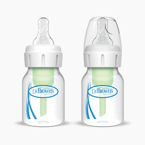 Dr. Brown's Anti-Colic Options+ Narrow Anti-Colic Baby Bottle with Preemie Nipple - Clear/White, 2 Oz