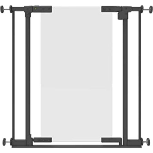 Perma Child Safety Clear Ultimate Safe Step Secure Handle Auto Close Walk Through Baby Gate for Stairs Pressure Mounted 28.8"" 32.3"" Wide, Warm Black