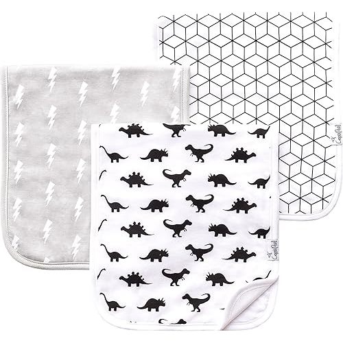 Copper Pearl Premium Baby Burp Cloths - 3-Pack Large Cotton Burp Cloths, Extra Soft Spit Up Rags with 3 Absorbent Layers, Perfect for Baby Boy Gifts (21" x 10" Size, Wild Set)