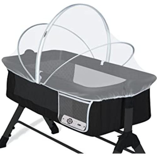 Orzbow Mosquito Net for Baby Bassinet to Keep Cats Out, Toddler Bassinet Bedside Sleeper Tent Safety Net with Two-Way Zippers & Storage Bag - Infant from Mosquito Bites and Falling Protection, White