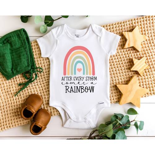 After Every Storm Comes a Rainbow Onesie®, Cute Baby Onesie® Baby Announcement Onesie®, Pregnancy Baby Gift, Rainbow Baby, IVF