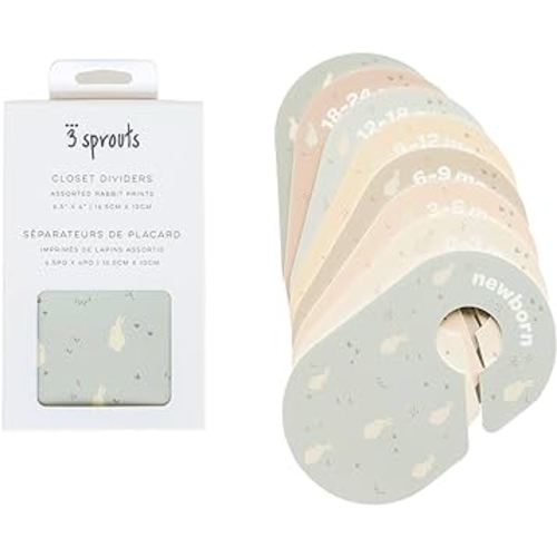 3 Sprouts Baby and Toddler Hanger Closet Dividers Set of 8 - Durable Nursery Closet Organizer for Baby Clothes by Size/Age for Infant to Toddler, Boy & Girl - Rabbit