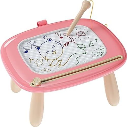 Kikapabi Toys for 1 2 Year Old Girl, Magnetic Drawing Board for Early Learning, Birthday/New Year Gift for Baby Boys, Doodle Board Kids Toddlers 1-3(Pink)