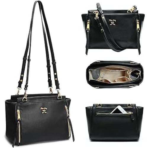 miss fong Small Diaper Bag Mini Diaper Bag, Crossbody Diaper Bags, Diaper Bag Purse, Diaper Clutch with 7 Diaper Bag Organizers,2 Insulated Pockets and Adjustable Shoulder Strap(Black)