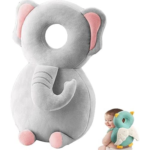 Baby Walker Head Protector Backpack Wear,Toddler Adjustable Baby Head Protection, Safety Pad Backpack for 5-24 Months Baby Learning Walking Crawling,Baby Head Protection Pad (Elephant)