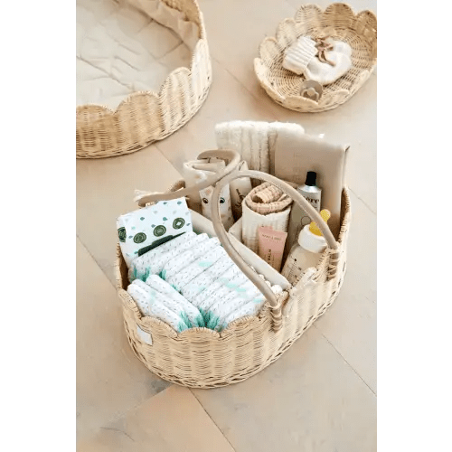 Baby Diaper Caddy Organizer "POPPY" Handmade & Natural by BEBE BASK® – BEBE BASK