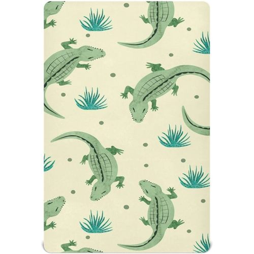 Crocodile Alligators Crib Sheet for Girls Boys Baby Toddler Bed Mattress Sheets Babies Fitted Crib Sheets for Kids Nursery Bed 52 * 28 in