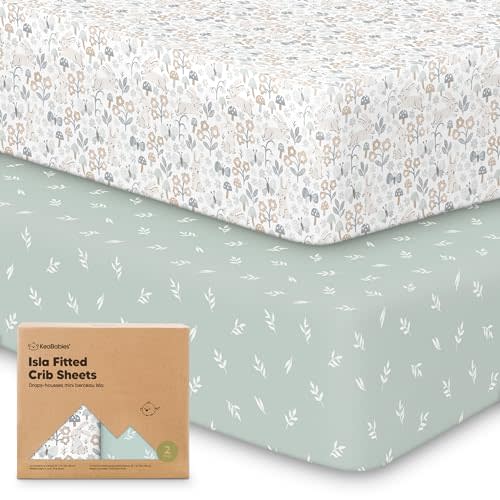 2-Pack Crib Sheets for Boys,Girls - Viscose Derived from Bamboo Fitted Crib Sheet, Organic Baby Crib Sheets, Crib Mattress Sheet,Toddler Bed Sheets, Baby Sheets for Crib Fitted Sheets (Prairie)